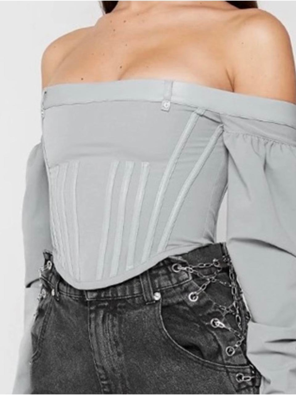 NWT MANIER DE VOIR Off-Shoulder Corset Top - Picture 3 of 7